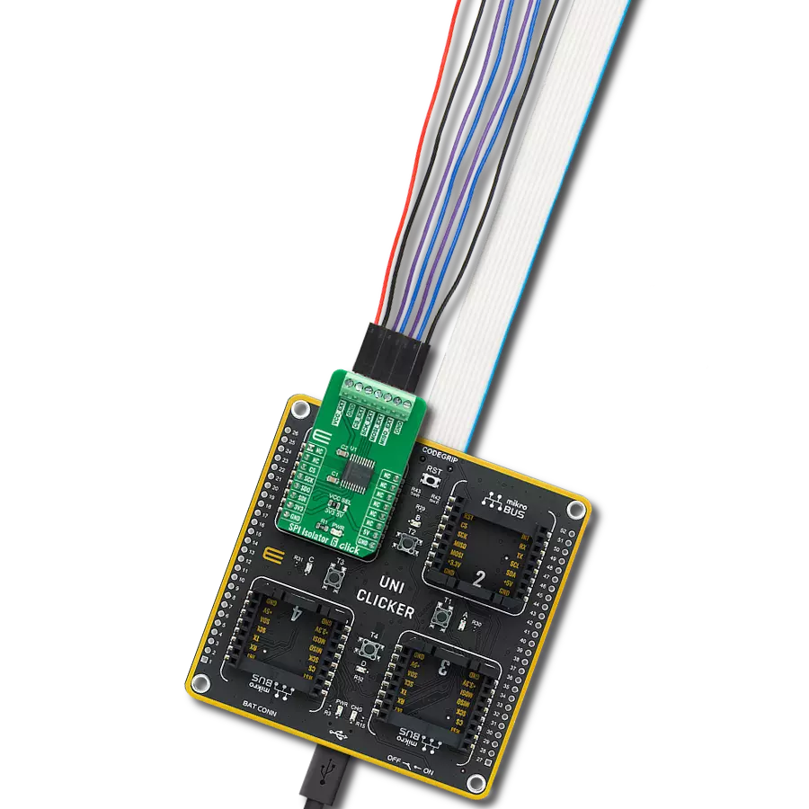 SPI Isolator 6 Click with UNI Clicker