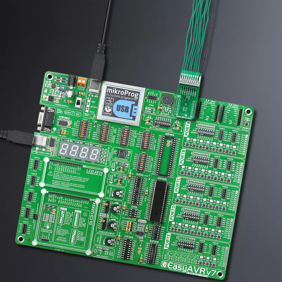 EasyAVR v7 Access DIP MB 1 - upright/background hardware assembly