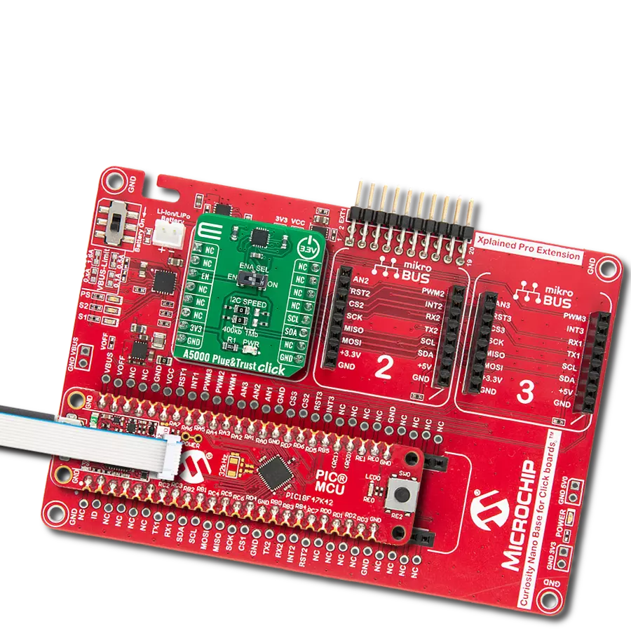 A5000 Plug&Trust Click with Curiosity Nano with PIC18F47K42