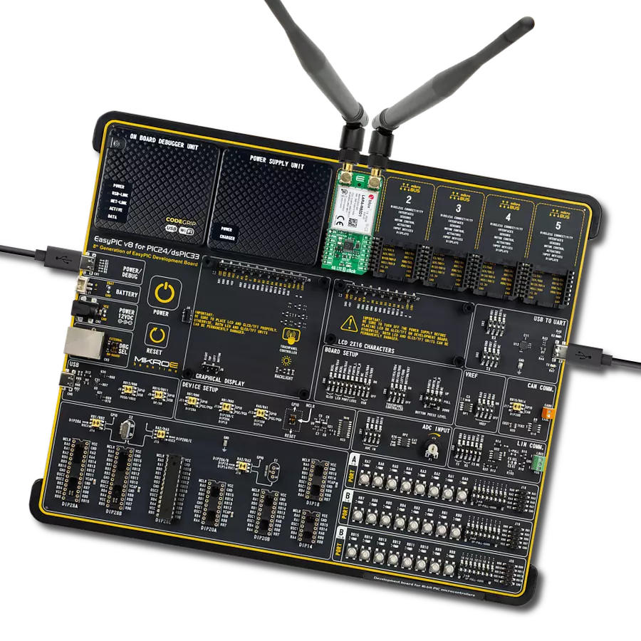4G LTE 2 Click - Voice with EasyPIC v8 for PIC24/dsPIC33