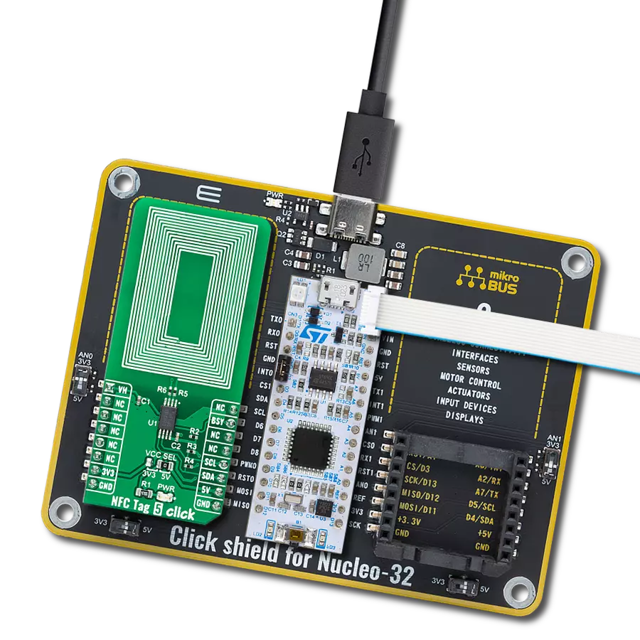 NFC Tag 5 Click with Nucleo 32 with STM32F031K6 MCU