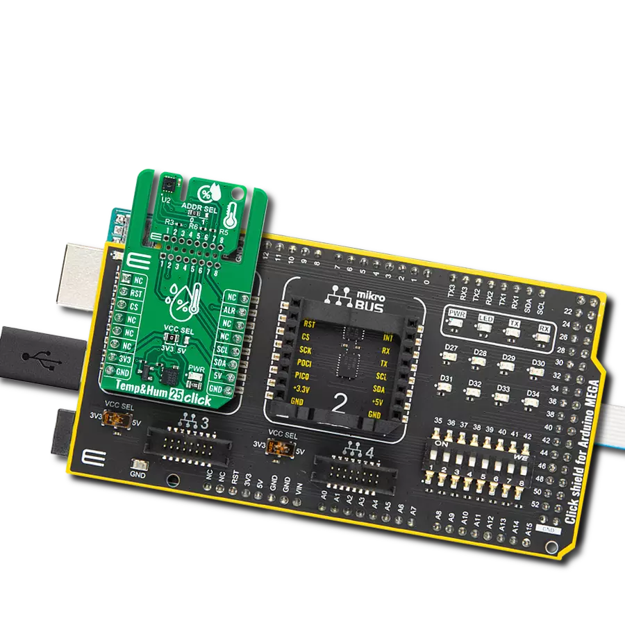 Temp&Hum 23 Click with Arduino Mega 2560 Rev3