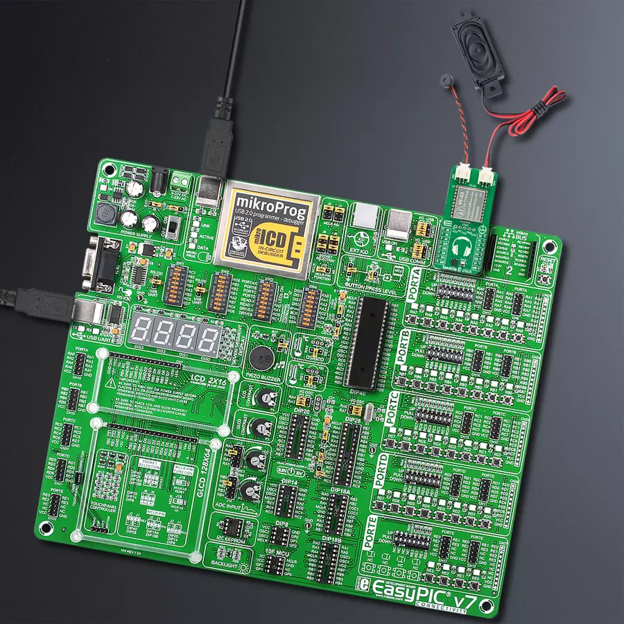 EasyPIC v7 Access MB 1 - upright/background hardware assembly