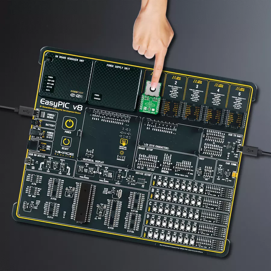 EasyPIC v8 Access DIPMB 1 - upright/background hardware assembly