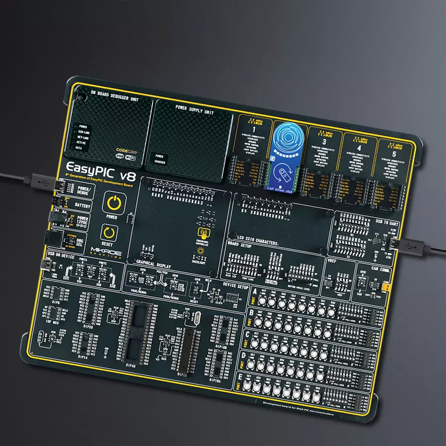 EasyPIC v8 Access DIPMB 1 - upright/background hardware assembly