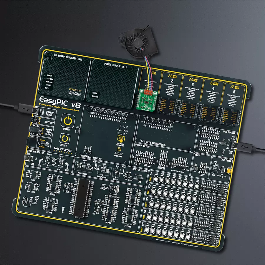 EasyPIC v8 Access DIPMB 1 - upright/background hardware assembly