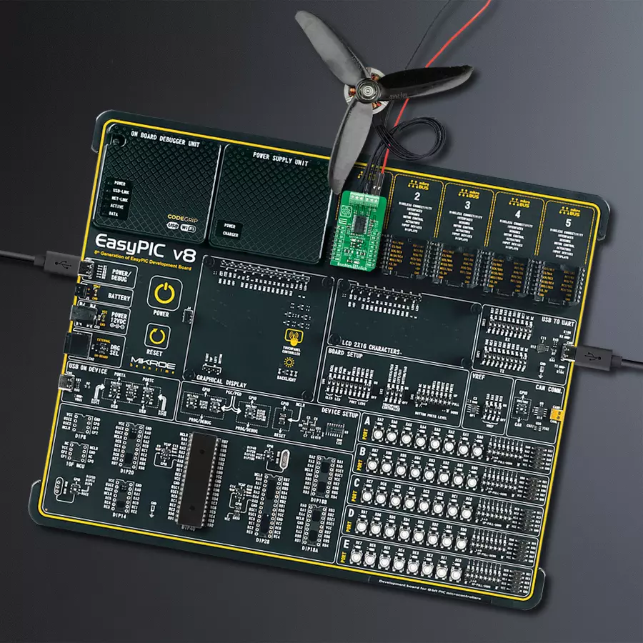 EasyPIC v8 Access DIPMB 1 - upright/background hardware assembly