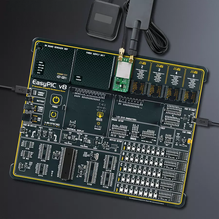 EasyPIC v8 Access DIPMB 1 - upright/background hardware assembly