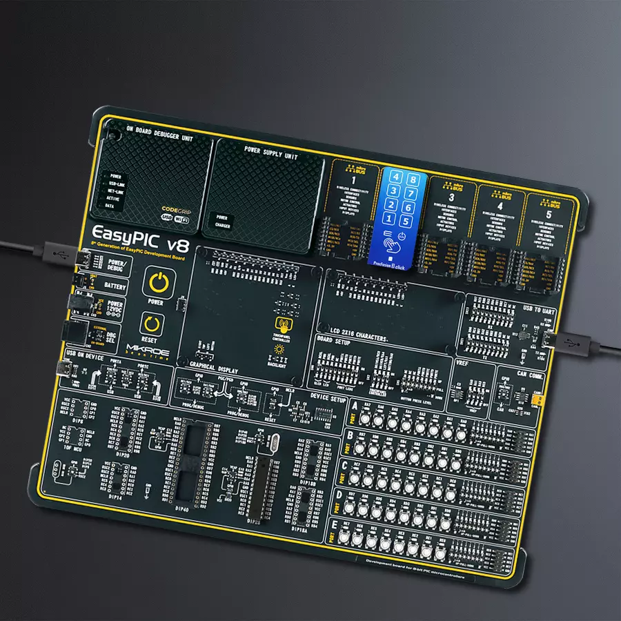 EasyPIC v8 Access DIPMB 1 - upright/background hardware assembly