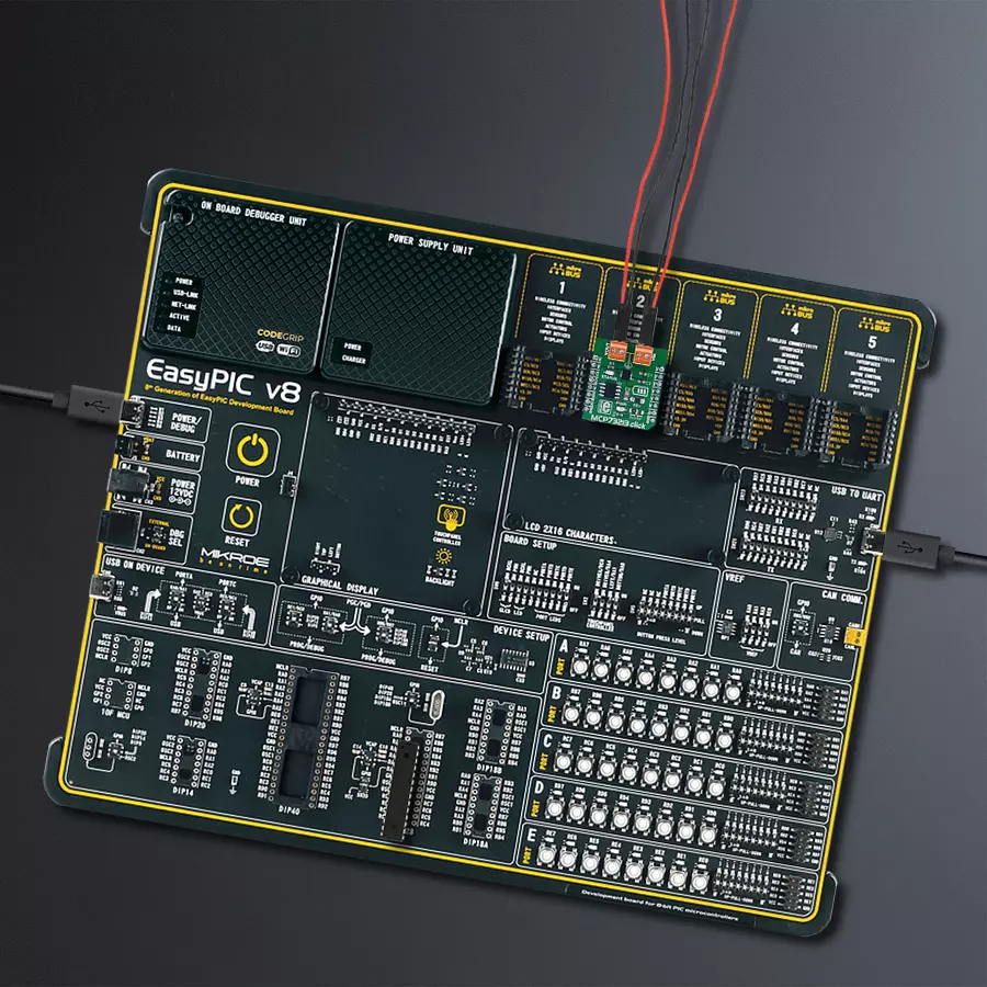 EasyPIC v8 Access DIPMB 1 - upright/background hardware assembly