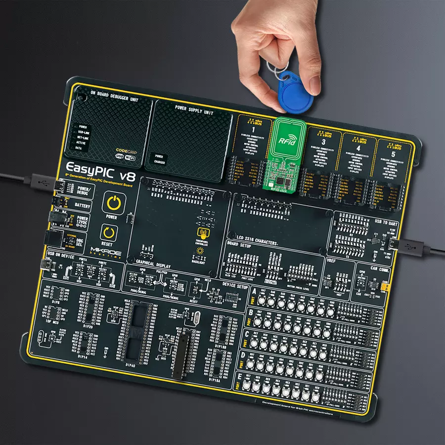 EasyPIC v8 Access DIPMB 1 - upright/background hardware assembly