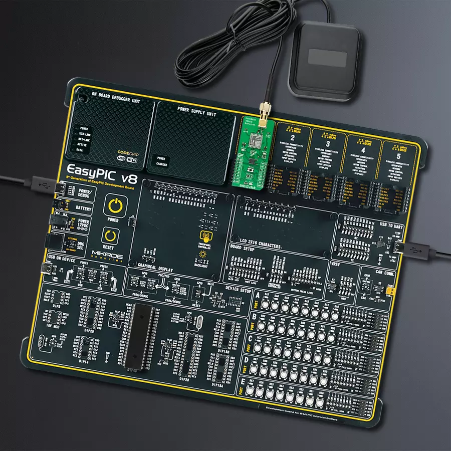 EasyPIC v8 Access DIPMB 1 - upright/background hardware assembly