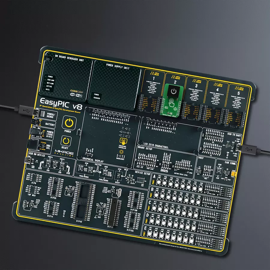 EasyPIC v8 Access DIPMB 1 - upright/background hardware assembly