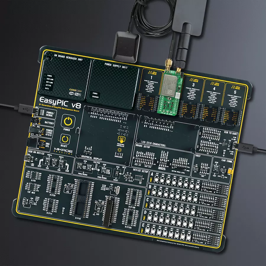 EasyPIC v8 Access DIPMB 1 - upright/background hardware assembly