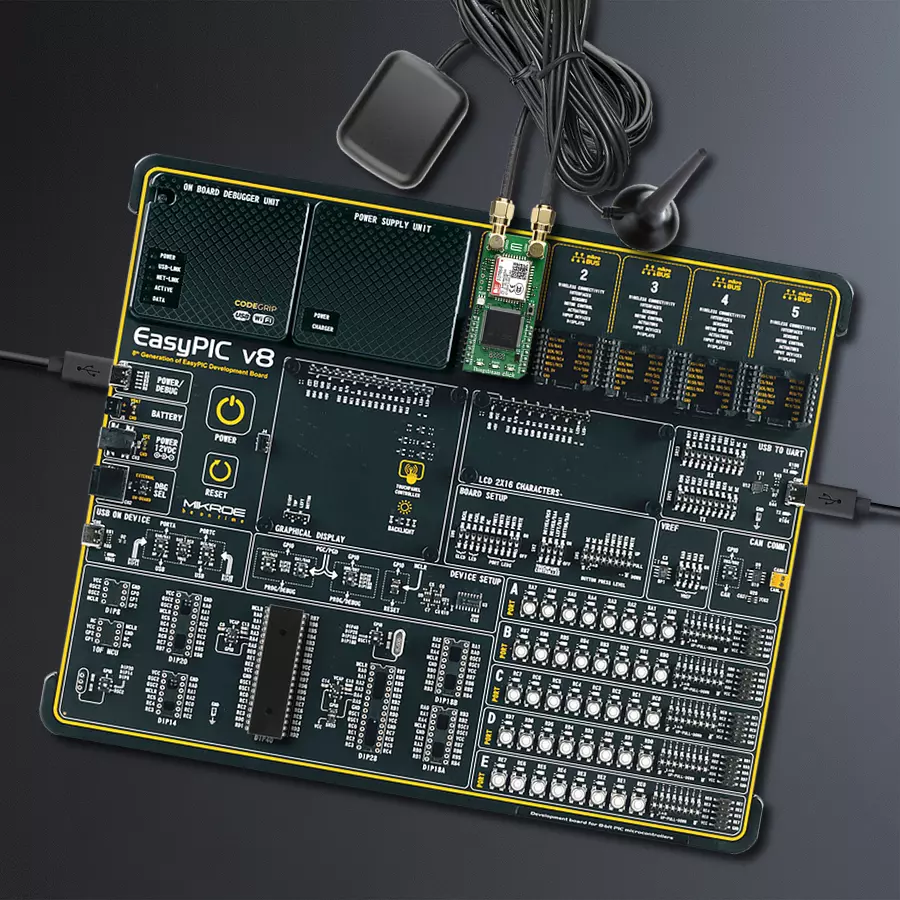 EasyPIC v8 Access DIPMB 1 - upright/background hardware assembly