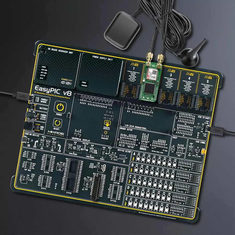 EasyPIC v8 Access DIPMB 1 - upright/background hardware assembly