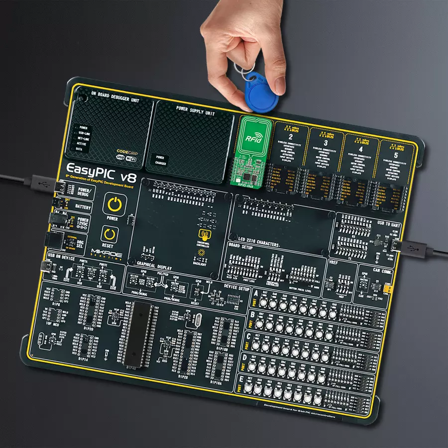 EasyPIC v8 Access DIPMB 1 - upright/background hardware assembly