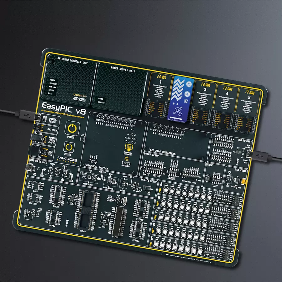 EasyPIC v8 Access DIPMB 1 - upright/background hardware assembly