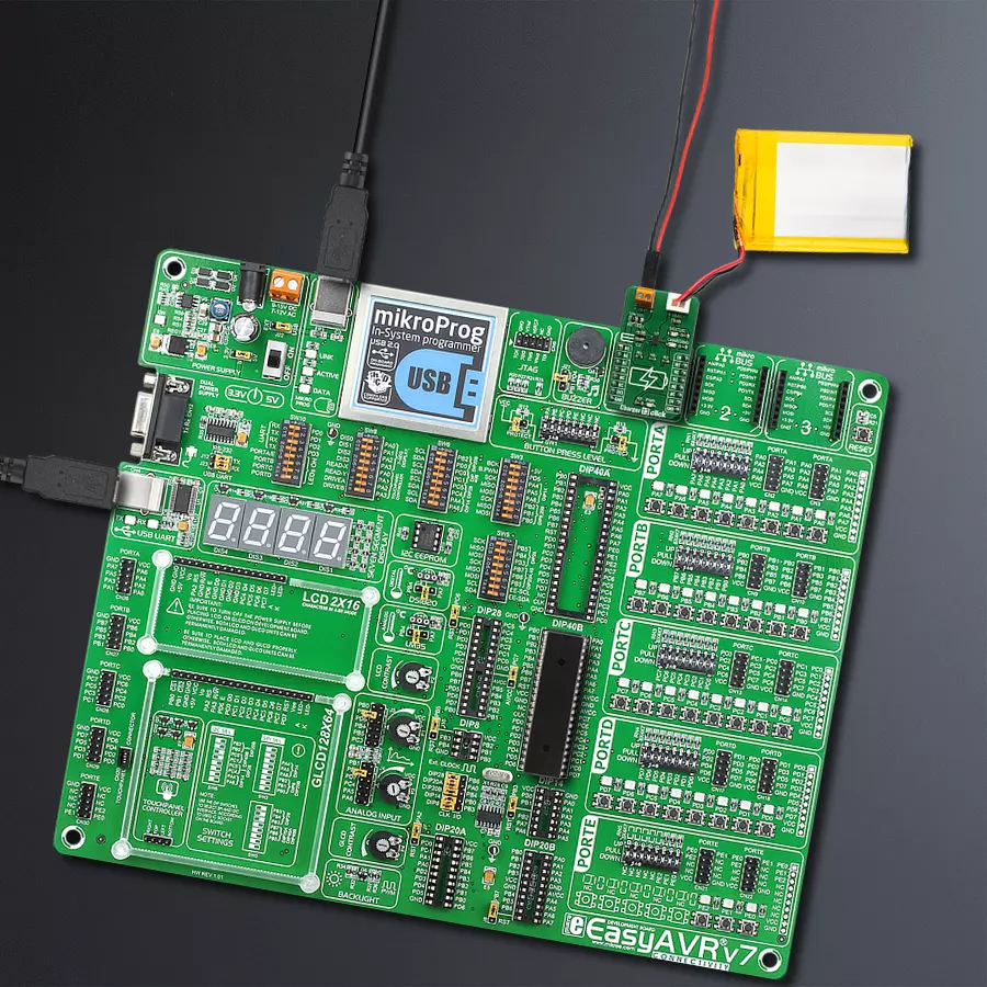 EasyAVR v7 Access DIP MB 1 - upright/background hardware assembly