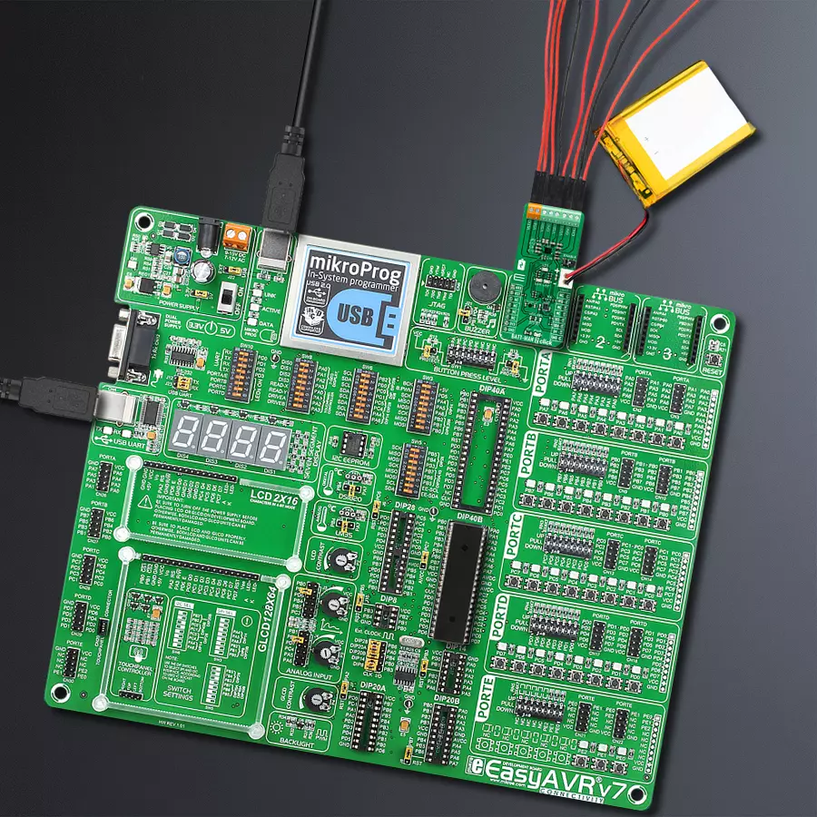 EasyAVR v7 Access DIP MB 1 - upright/background hardware assembly