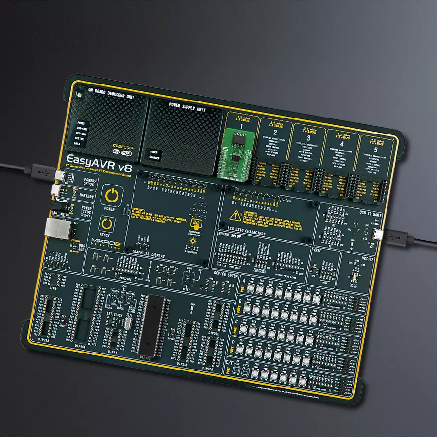 EasyAVR v8 Access DIP MB 1 - upright/background hardware assembly