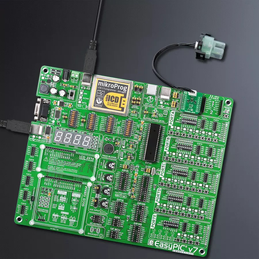 EasyPIC v7 Access MB 1 - upright/background hardware assembly