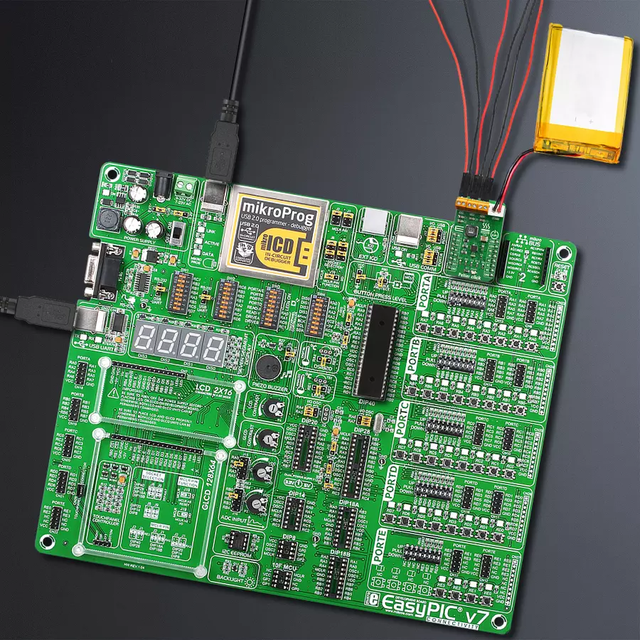 EasyPIC v7 Access MB 1 - upright/background hardware assembly