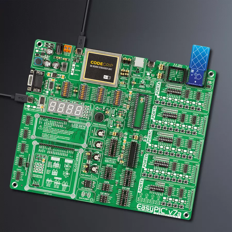 EasyPIC v7a Access MB 1 - upright/background hardware assembly