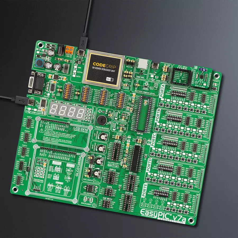 EasyPIC v7a Access MB 1 - upright/background hardware assembly