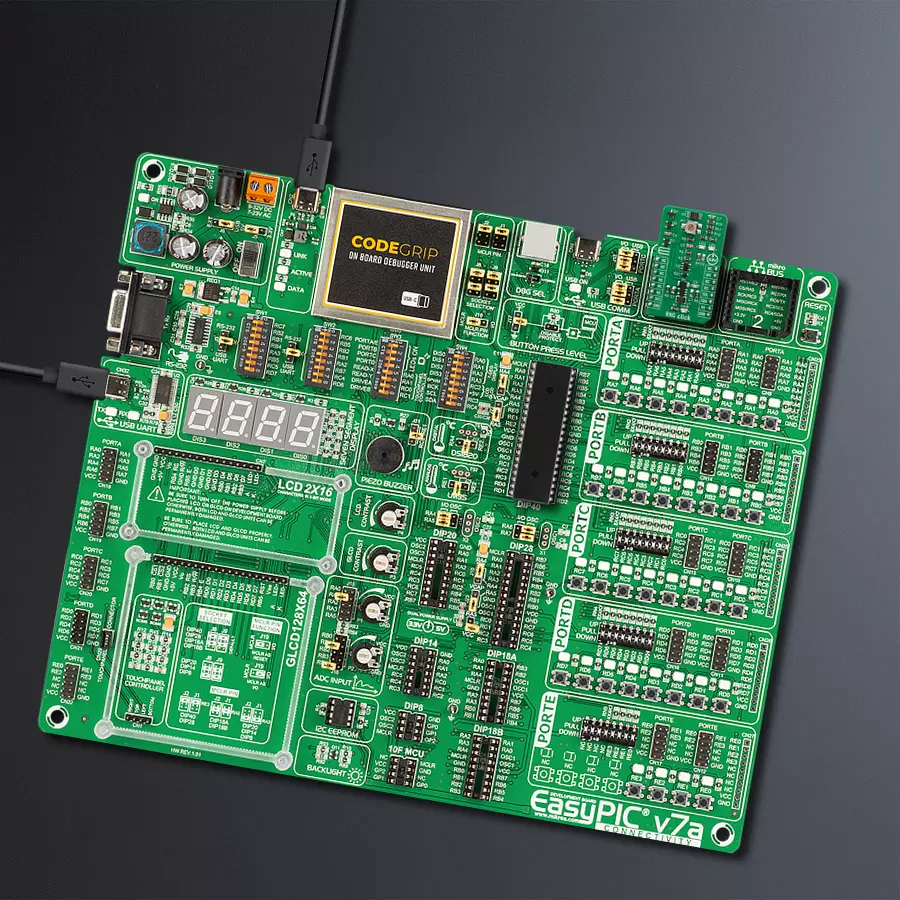 EasyPIC v7a Access MB 1 - upright/background hardware assembly