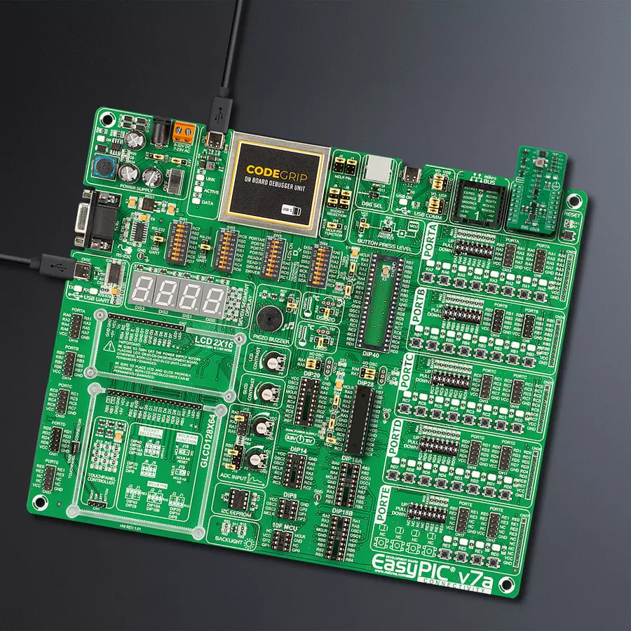 EasyPIC v7a Access MB 1 - upright/background hardware assembly