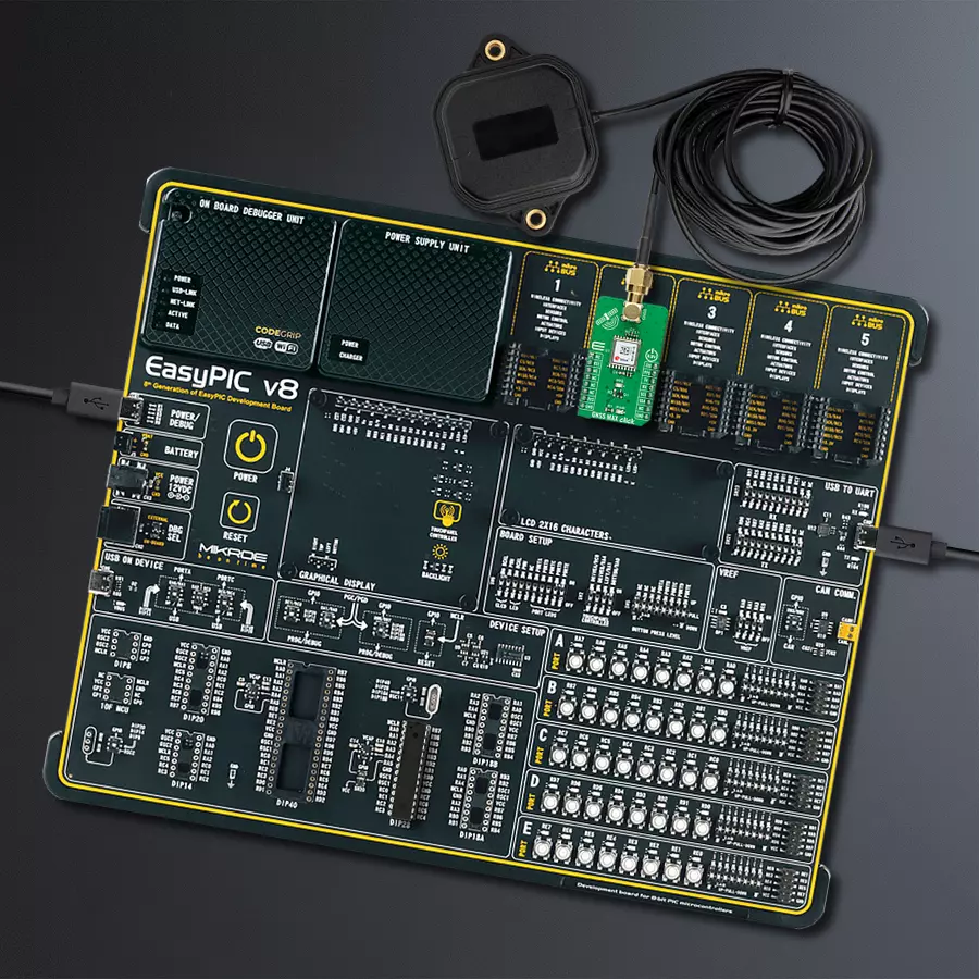 EasyPIC v8 Access DIPMB 1 - upright/background hardware assembly
