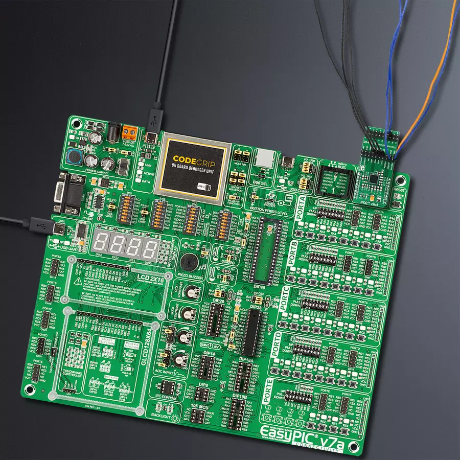 EasyPIC v7a Access MB 1 - upright/background hardware assembly