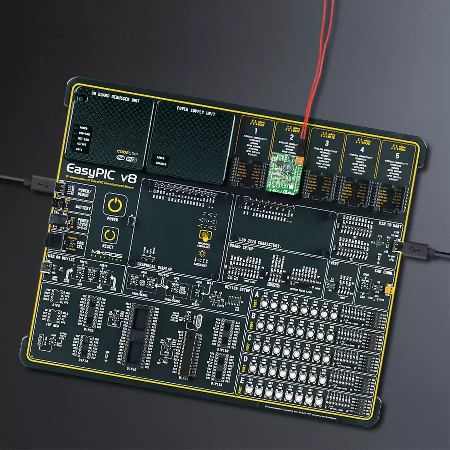 EasyPIC v8 Access DIPMB 1 - upright/background hardware assembly