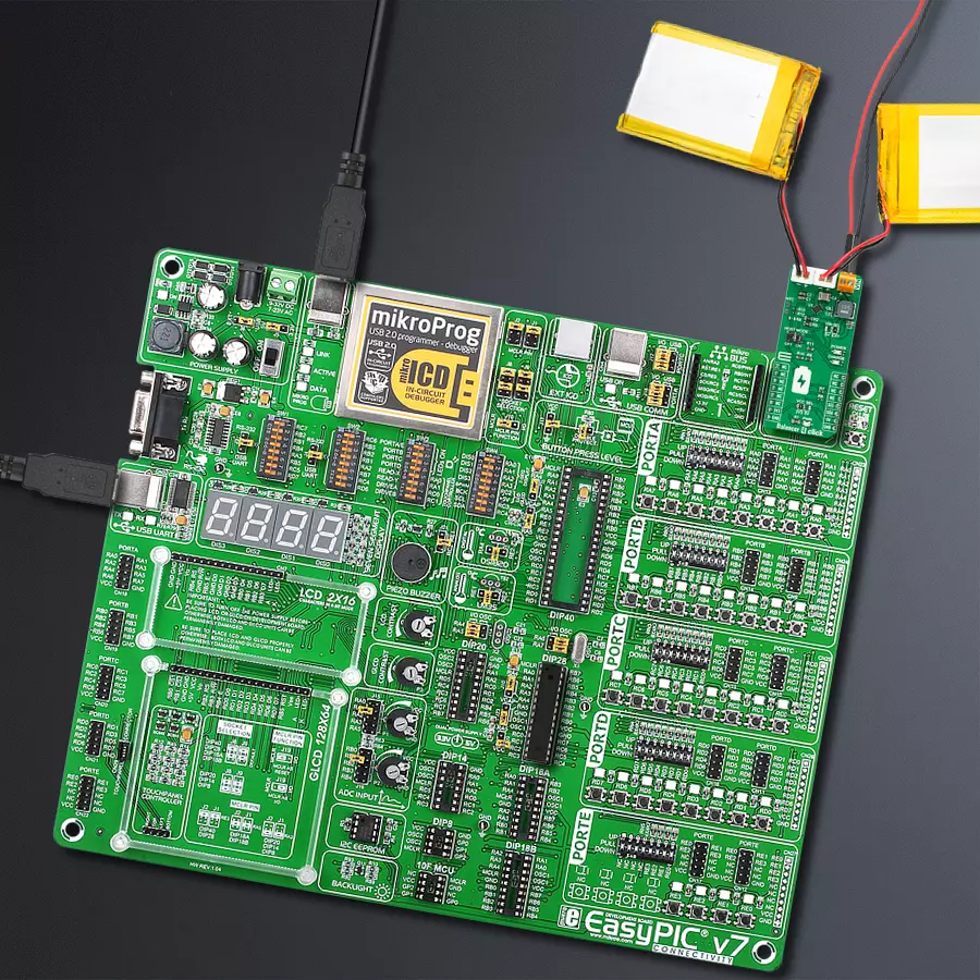 EasyPIC v7 Access MB 1 - upright/background hardware assembly