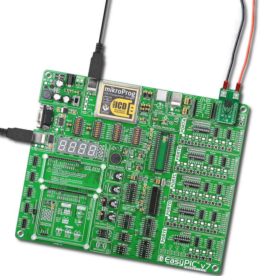 Hall Current 8 Click - 120A with EasyPIC v7