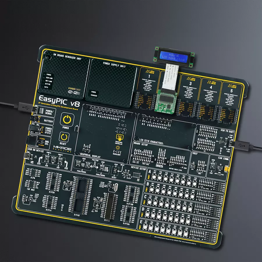EasyPIC v8 Access DIPMB 1 - upright/background hardware assembly