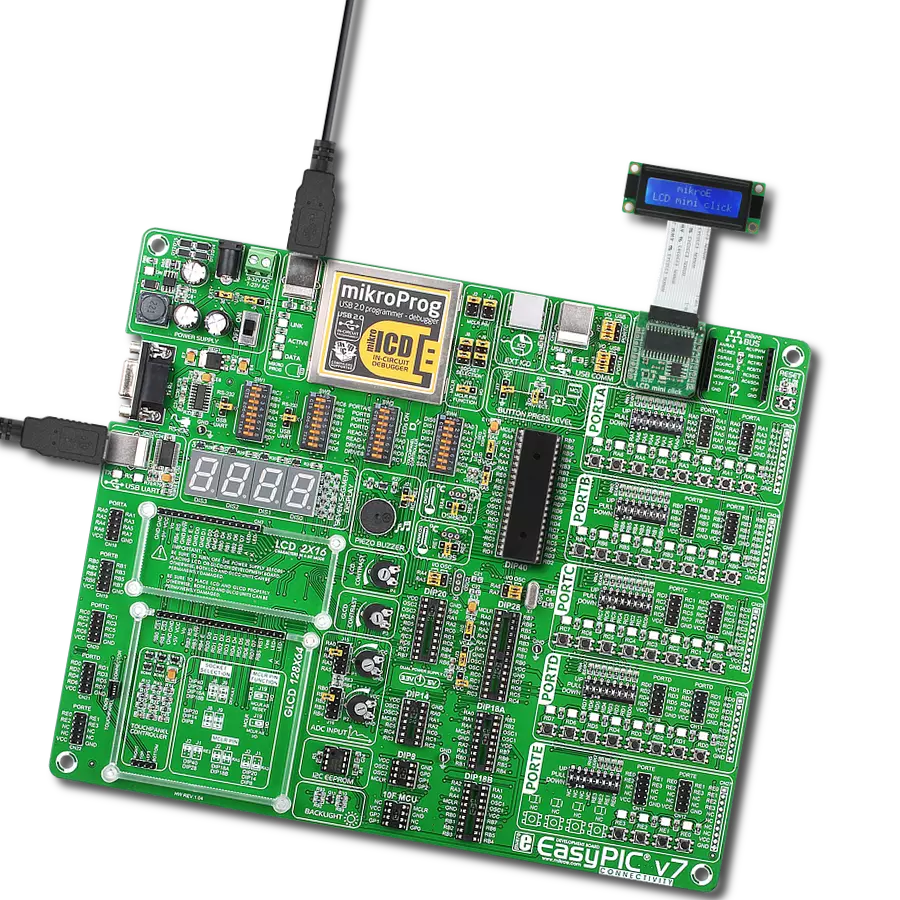 LCD mini Click with EasyPIC v7