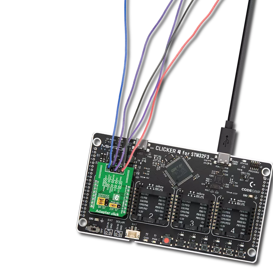 Simplify the connection of other add-ons to the mikroBUS™ socket with IDC10 header and STM32F302VC