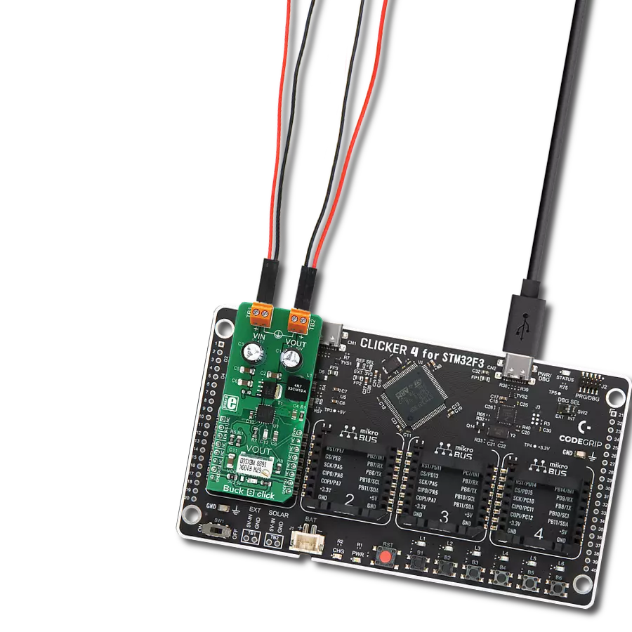 Perform step-down conversion of the applied DC input with MAX17536 and STM32F302VC
