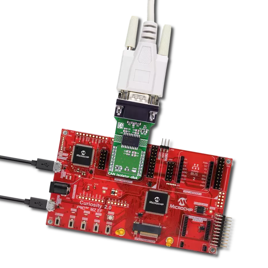 CAN Isolator Click with Curiosity PIC32MZ EF 2.0 Development Board
