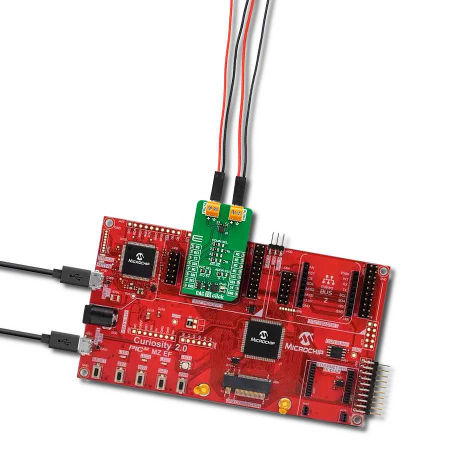 DAC 15 Click with Curiosity PIC32MZ EF 2.0 Development Board