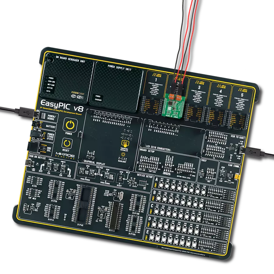 ADC 2 Click with EasyPIC v8