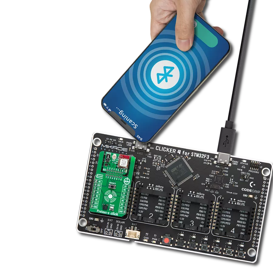 Enable wireless data transfer between devices using Proteus-e (2612011024000) and STM32F302VC