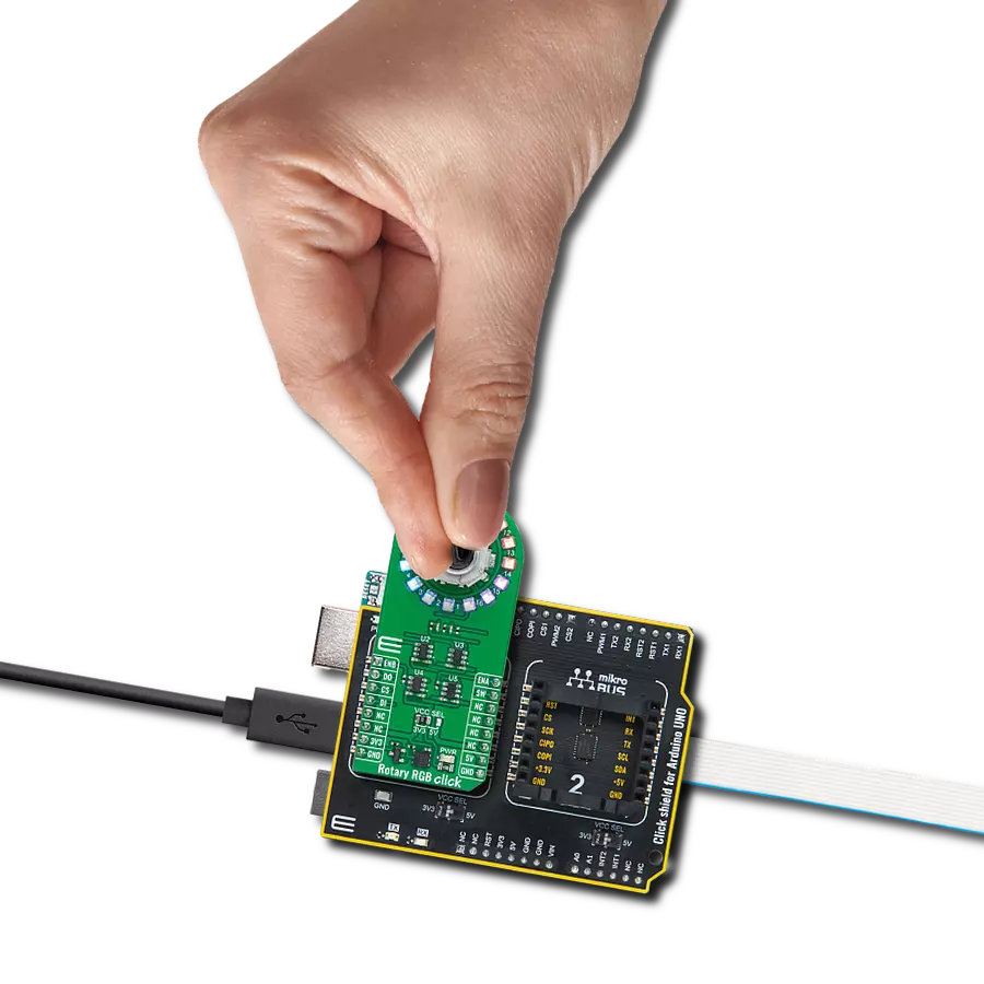 Create interactive controls, visual effects, and precise position displays with WS2812B-2020, EC12D1564402, and ATmega328
