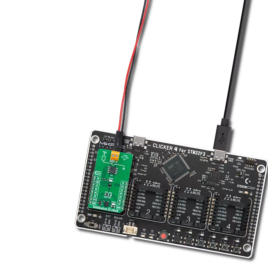 Control the flow of power to connected load with BTS3035EJXUMA1 and STM32F302VC