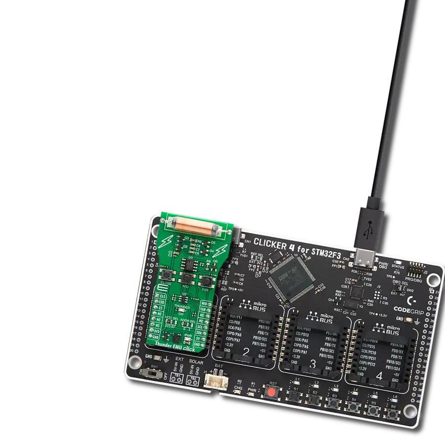 Emulate realistic lightning strikes with Thunder EMU Click and STM32F302VC
