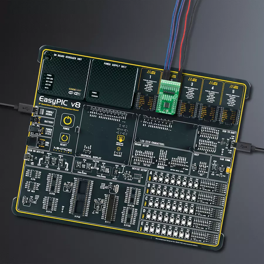 EasyPIC v8 Access DIPMB 1 - upright/background hardware assembly