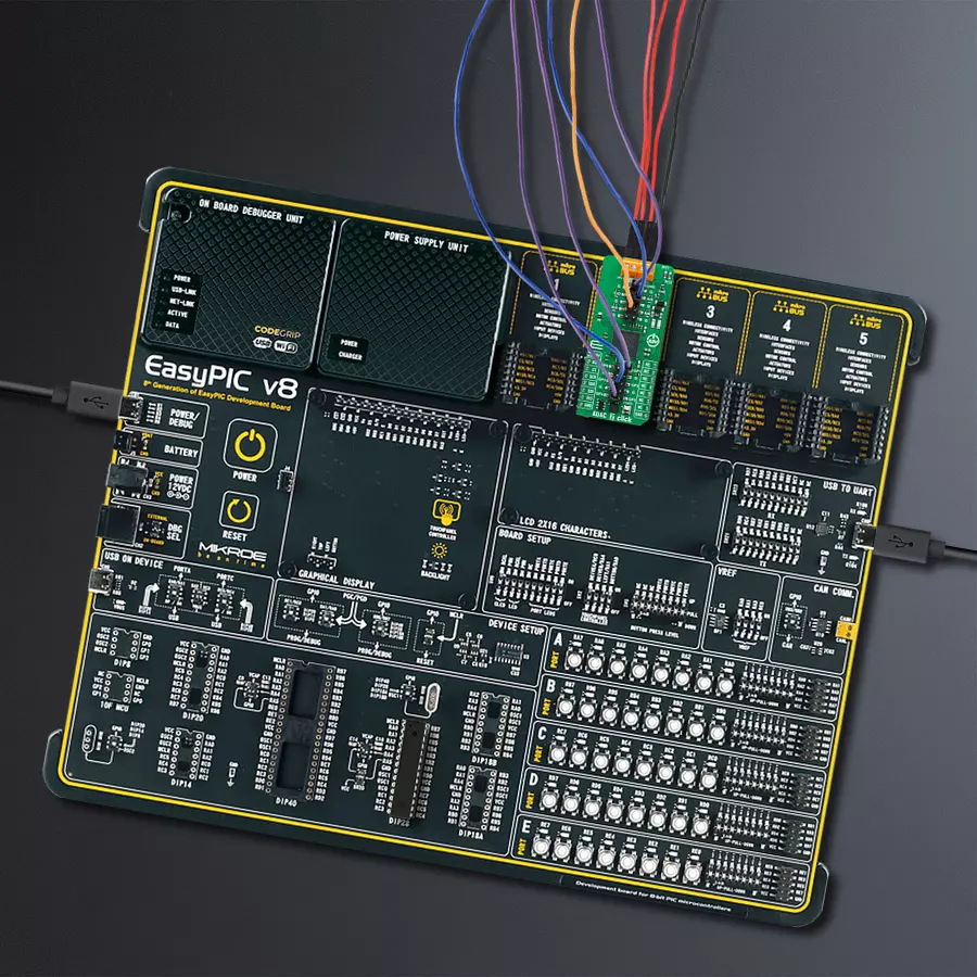 EasyPIC v8 Access DIPMB 1 - upright/background hardware assembly