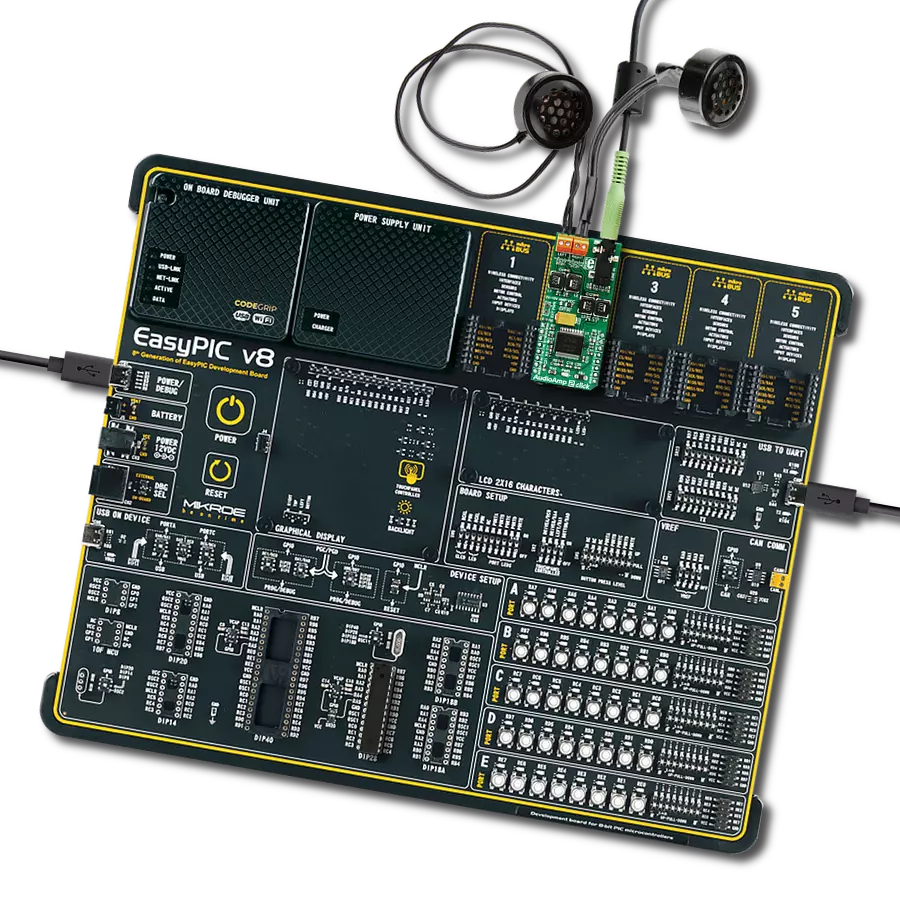 AudioAmp 2 Click with EasyPIC v8